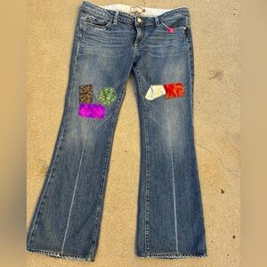 Upcycled Patched Paige Denim Jeans Laurel Canyon Low Rise 32x29